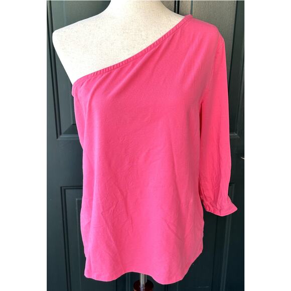 2/$30 Attitudes by Renee QVC Washed Cotton One-Shoulder Top Sz L Summery Pastel - Picture 4 of 8